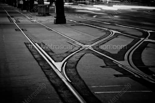 Streetcar Tracks on Canal Street -- New Orleans Black and White Photography