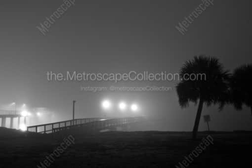 Early Morning Fog on Lake Ponchartrain -- New Orleans Black and White Photography