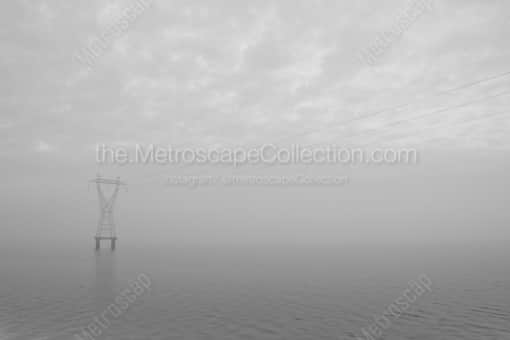New Orleans Black and White Photography of High Voltage Wires Cross Lake Ponchartrain High Voltage Wires Cross Lake Ponchartrain -- New Orleans Black and White Photography