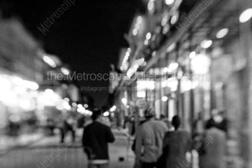 People Stroll along Bourbon Street -- New Orleans Black and White Photography