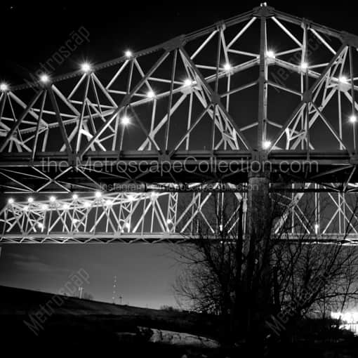 Matte Black WOOD Framed Black and White New Orleans Photograph: The Ponchartrain Expressway Bridges in a Square Matte Black Wood Frame