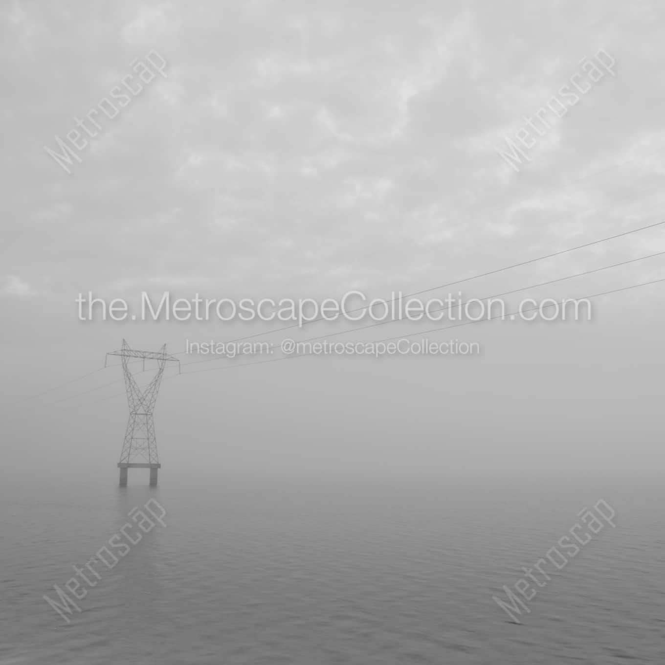 High Voltage Wires Cross Lake Ponchartrain landscape black and white Photography High Voltage Wires Cross Lake Ponchartrain landscape black and white Photography square crop