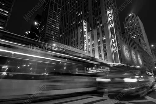 Radio City Music Hall at Night -- New York City Black and White Photos