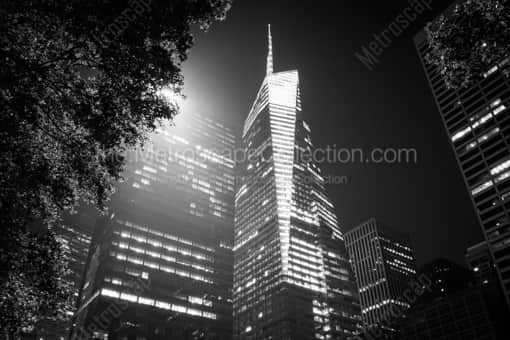 Bryant Park at Night -- New York City Black and White Photos