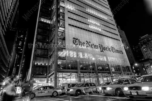 Cabs on Eighth Street at the Times Building and Port Authority Bus Terminal -- New York City Black and White Photos