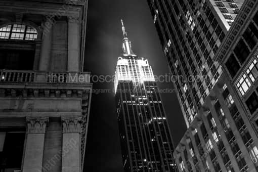 New York City Black and White Photography of The Empire State Building at Night The Empire State Building at Night -- New York City Black and White Photography