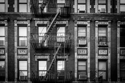 Fire Escapes on New York Brownstones -- New York City Black and White Photos