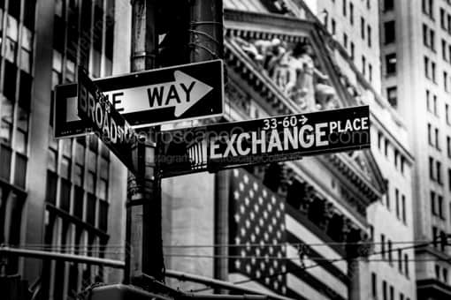 Wall Street at Broad and Exchange Place -- New York City Black and White Photos