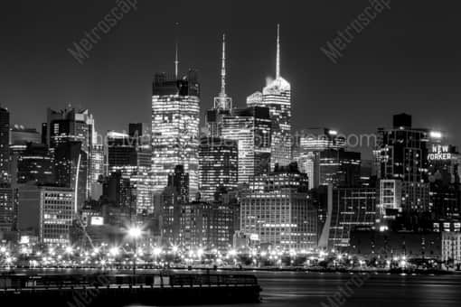 Midtown Manhattan and New Yorker Sign -- New York City Black and White Photos