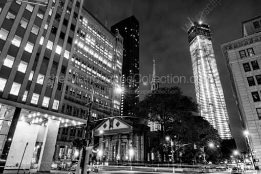 St Paul's Church and the Freedom Tower -- New York City Black and White Photos