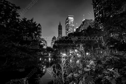 The Pond at Night -- New York City Black and White Photos