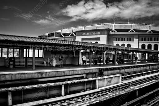 New York City Black and White Photography of New Yankee Stadium from the Train Station New Yankee Stadium from the Train Station -- New York City Black and White Photography