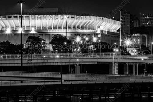 Old Yankee Stadium at Night -- New York City Black and White Photos