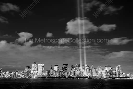 New York City Black and White Photography of The Lower Manhattan Skyline on the September 11 The Lower Manhattan Skyline on the September 11 -- New York City Black and White Photography
