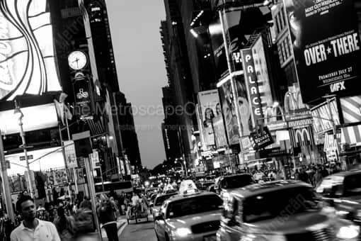 New York City Black and White Photography of Taxi Cabs Clog Times Square in New York City Taxi Cabs Clog Times Square in New York City -- New York City Black and White Photography