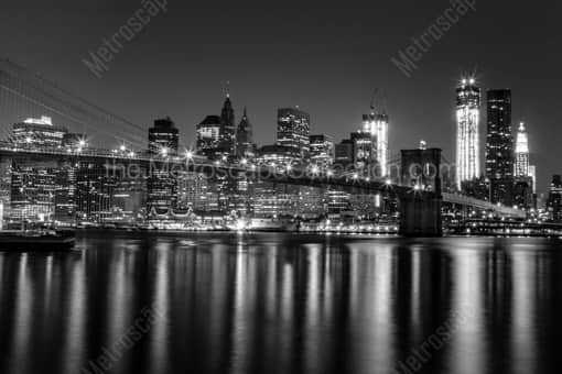 New York City Black and White Photography of The New York City Skyline with the Brooklyn Bridge The New York City Skyline with the Brooklyn Bridge -- New York City Black and White Photography