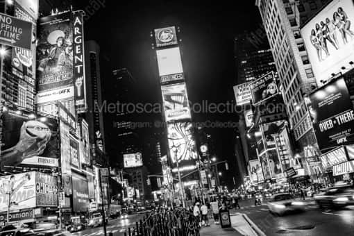 The Times Square Cityscape at Night -- New York City Black and White Photos