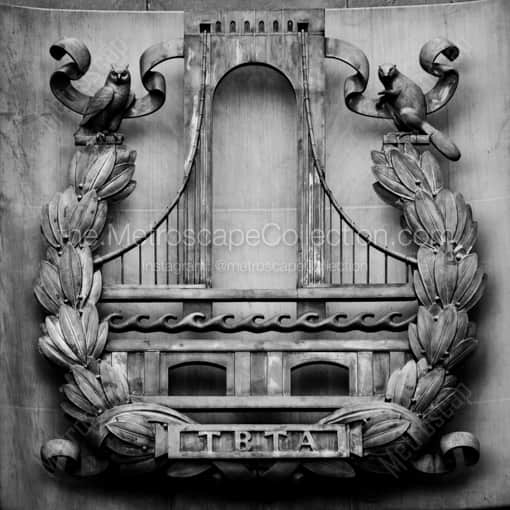 New York City Black and White Photography of The TBTA Relief on the Brooklyn Battery Tunnel The TBTA Relief on the Brooklyn Battery Tunnel -- New York City Black and White Photography