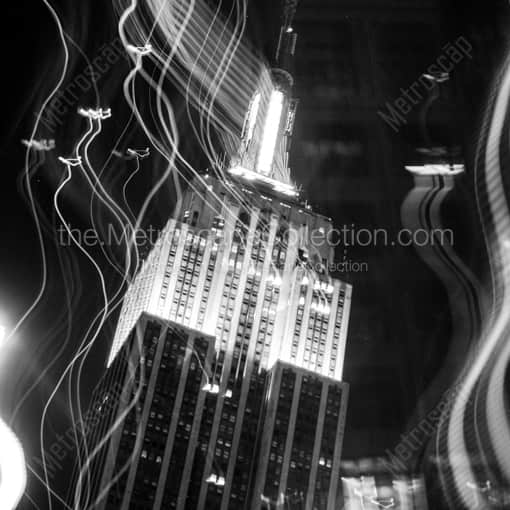 New York City Black and White Photography of The Top of the Empire State Building at Night The Top of the Empire State Building at Night -- New York City Black and White Photography