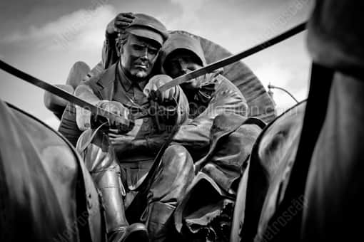 A Conestoga Driver in Land Run Sculpture -- Oklahoma City Black and White Photos
