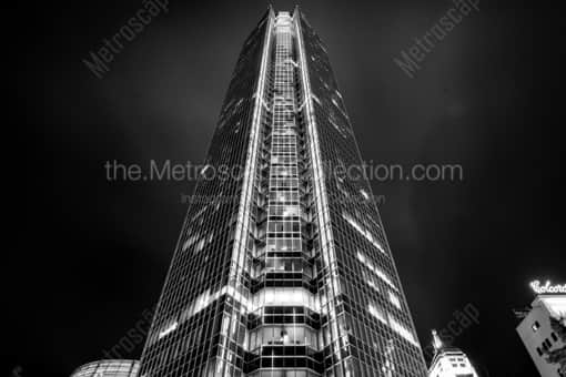 The Devon Energy Tower at Night -- Oklahoma City Black and White Photos