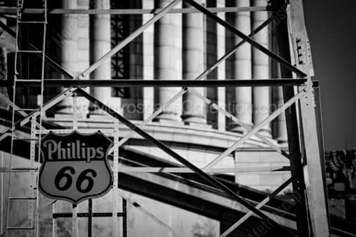 Oklahoma City Black and White Photography of The Phillips 66 Oil Derrick on the Oklahoma Capitol Grounds The Phillips 66 Oil Derrick on the Oklahoma Capitol Grounds -- Oklahoma City Black and White Photography