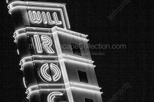 The Will Rodgers Theater Sign at Night -- Oklahoma City Black and White Photos