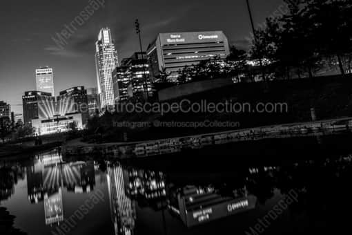 The Omaha Skyline from the Leahy Mall -- Omaha Black and White Photos