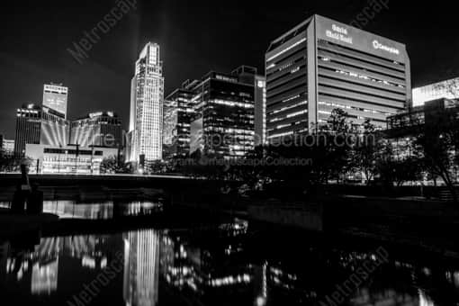 The Omaha Skyline at Night -- Omaha Black and White Photos