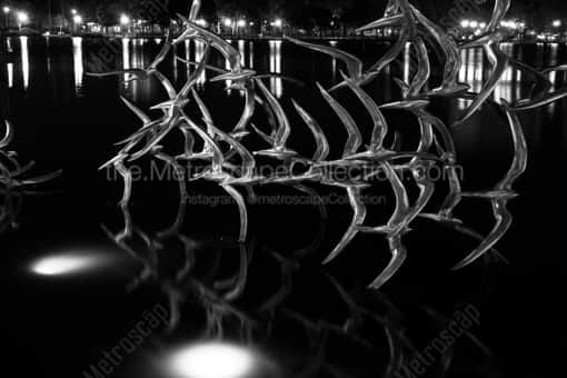 Seagulls Sculpture in Lake Eola -- Orlando Black and White Photography