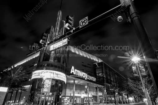 Orlando Black and White Photography of The Amway Center at Hughey and Church at Night The Amway Center at Hughey and Church at Night -- Orlando Black and White Photography