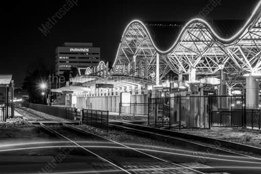 Orlando Black and White Photography of The Downtown Orlando Lynx Station at Night The Downtown Orlando Lynx Station at Night -- Orlando Black and White Photography
