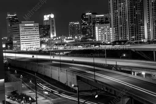 Orlando Black and White Photography of The Downtown Orlando Florida Skyline at Night The Downtown Orlando Florida Skyline at Night -- Orlando Black and White Photography