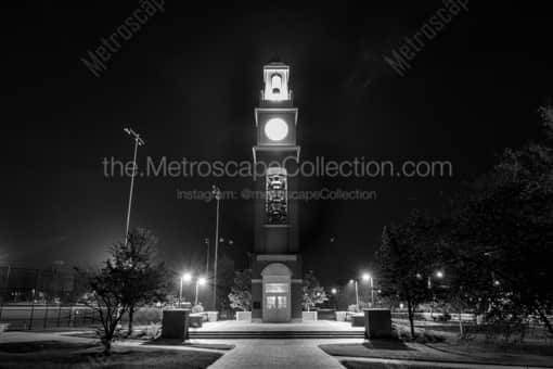 The Pulley Bell Tower at Night -- Oxford Black and White Photography