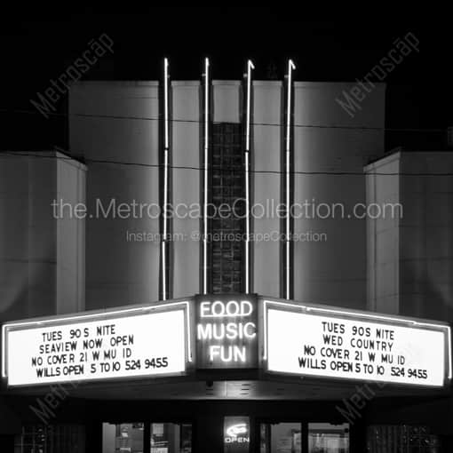 Matte Black WOOD Framed Black and White Oxford Photograph: Food Music and Fun at Brick Street in a Square Matte Black Wood Frame