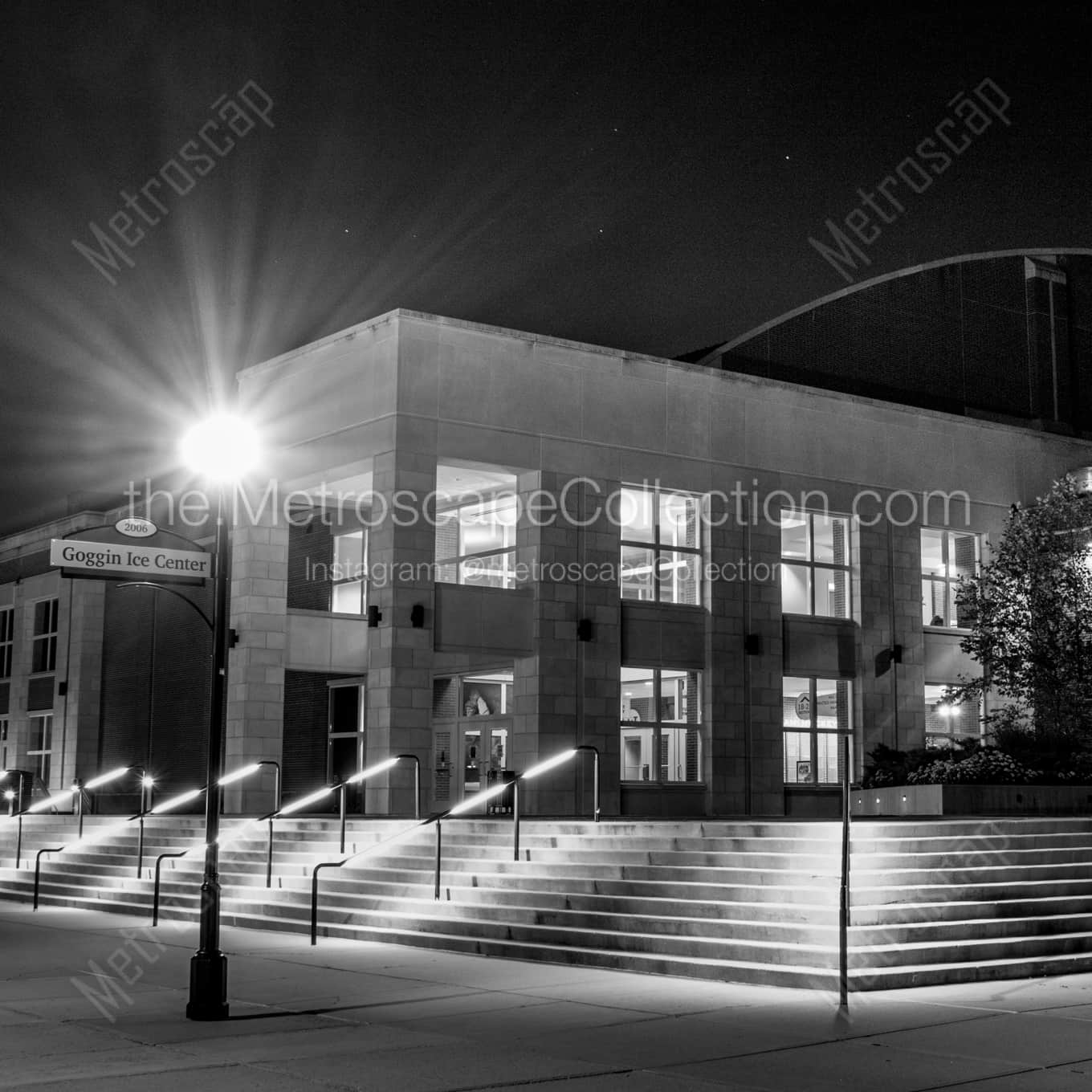 The Goggin Ice Center at Miami University landscape black and white Photography square crop