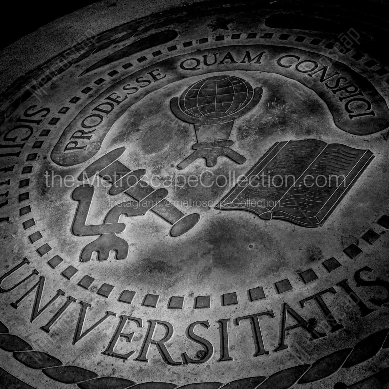 Miami University Seal on Ground landscape black and white Photography Miami University Seal on Ground landscape black and white Photography square crop