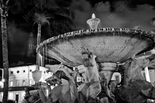The Wild Stallion Fountain in Palm Beach -- Palm Beach Black and White Photos