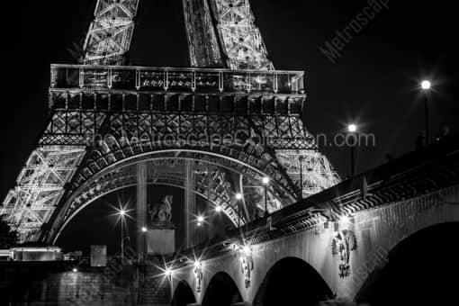 The Pont d'Iena Bridge at Night -- Paris Black and White Photography