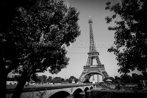 The Eiffel Tower from the Rive Droite -- Paris Black and White Photography
