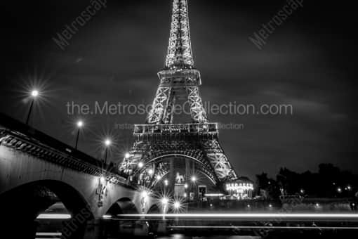 The River Seine and Eiffel Tower -- Paris Black and White Photography
