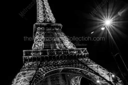 The Eiffel Tower and Street Light -- Paris Black and White Photography