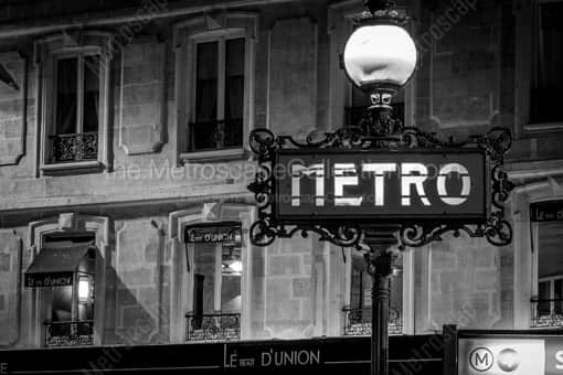 A Paris Metro Sign -- Paris Black and White Photography