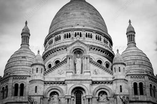 Sacre Coeur on Montmartre -- Paris Black and White Photography