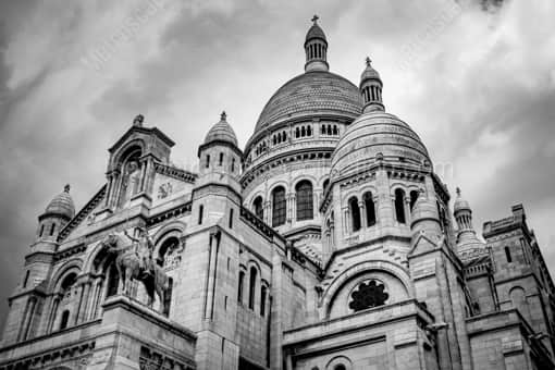 Sacre Coeur on an Angle -- Paris Black and White Photography