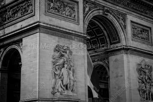 A Close-up Shot of the Arc de Triomphe -- Paris Black and White Photography