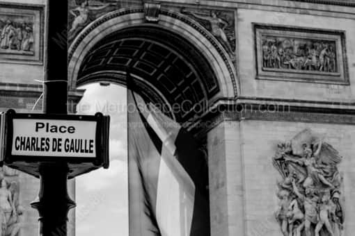 A Palace Charles De Gaulle Sign -- Paris Black and White Photography