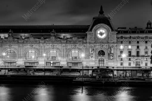 The Musee d'Orsay at Night -- Paris Black and White Photography