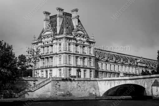 The Louvre from the Seine -- Paris Black and White Photography