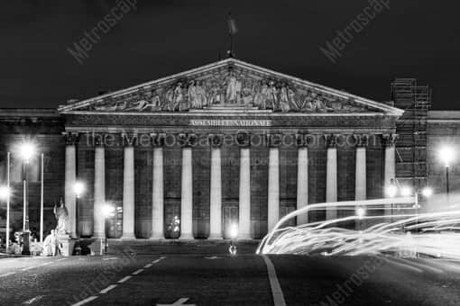 Paris Black and White Photography of The Assemblee Nationale Building at Night The Assemblee Nationale Building at Night -- Paris Black and White Photography